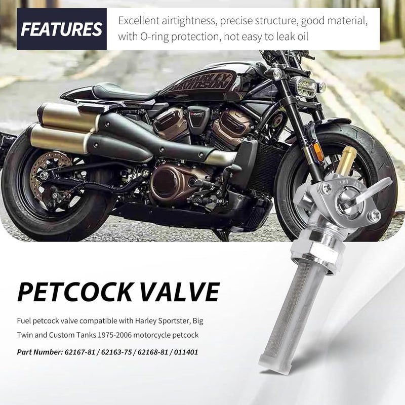 OXCANO Gas Tank Fuel Petcock Valve Compatible With Dyna Electra Glide Fatboy Heritage Softail Springer Heritage Springer Low Rider Road King Sportster 1200 883 Tour Glide 22MM Shut Off Petcock Valve - Image 3